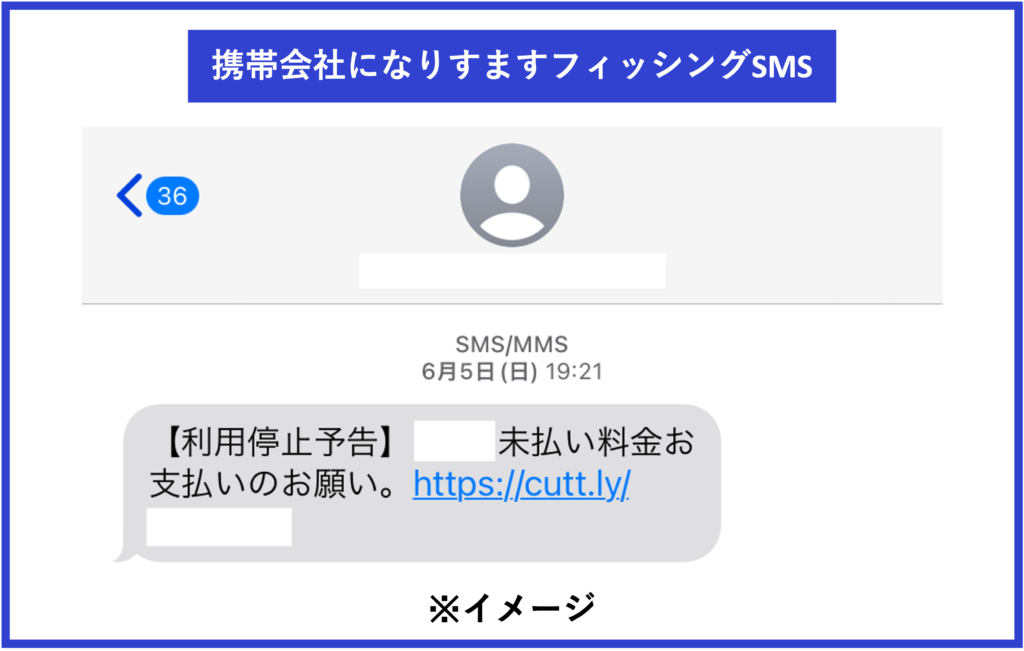 フィッシングSMSの例