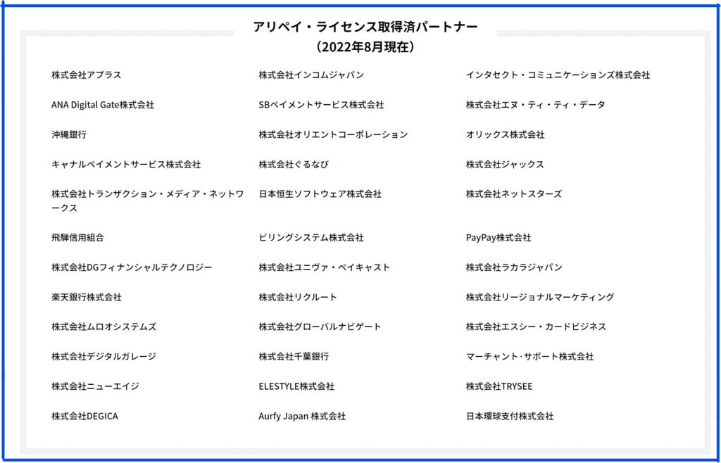 アリペイの認定代理店