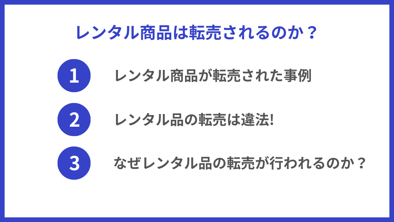 レンタル商品は転売されるのか？の目次画像