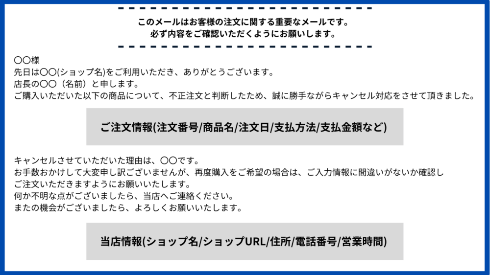 キャンセルメール　例文
