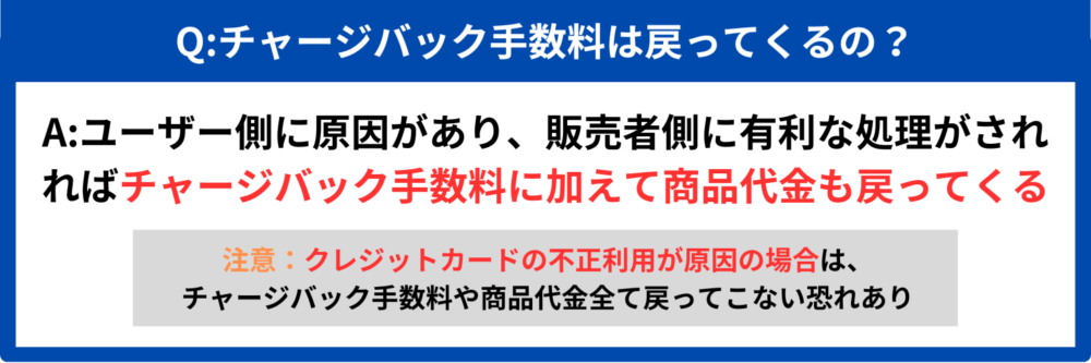 チャージバック手数料は戻ってくるの？