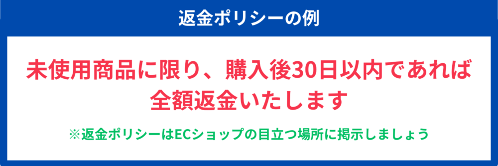 返金ポリシーの例